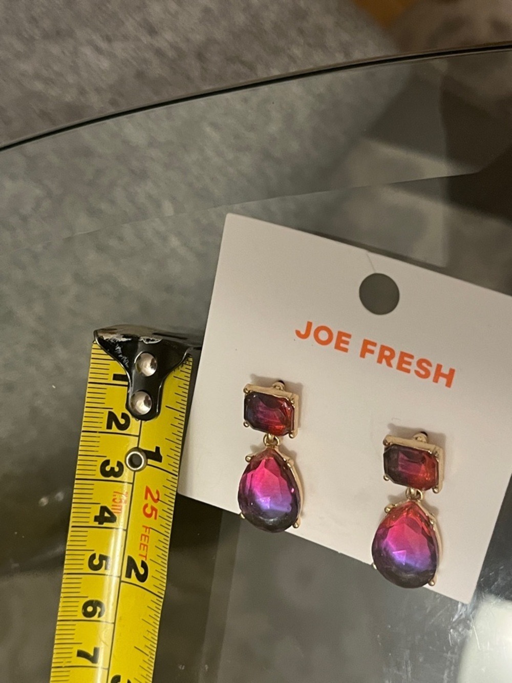 😍SHOW SPECIAL E28 Joe Fresh Red Purple Drop Fashion Earrings NWT - Picture 5 of 7